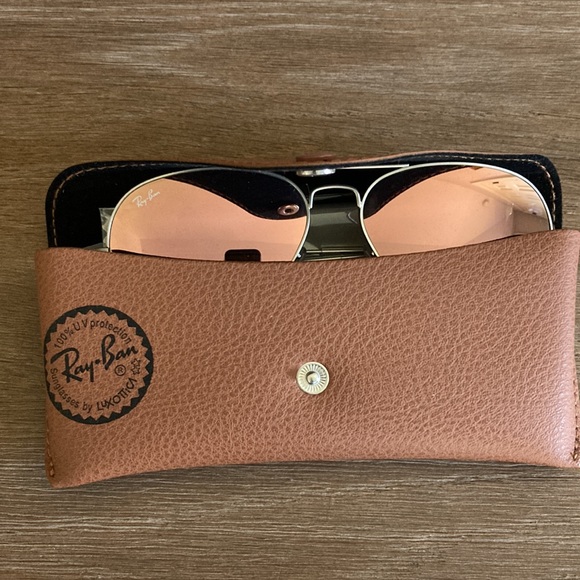 RayBan Aviator Large Metal - Silver rim, Light brown mirror pink lens - NWT - Picture 2 of 3
